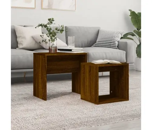 Kafijas Galdiņi, 2 Gab., Sabīdāmi, Brūni, Inženierijas Koks Vidaxl