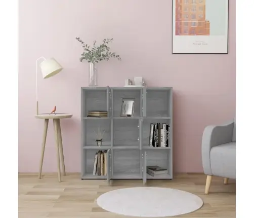 Grāmatu Skapis, Pelēka Ozola, 90X30X90 Cm, Inženierijas Koks Vidaxl