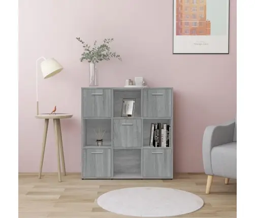 Grāmatu Skapis, Pelēka Ozola, 90X30X90 Cm, Inženierijas Koks Vidaxl