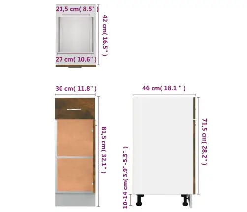 Apatinė Spintelė Su Stalčiumi,  “Lyon",  Ąžuolo,  30X46X81, 5Cm