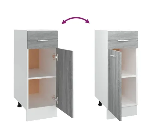 Sahtlitega Alumine Kapp "Lyon", Hall, Sonoma, 30 X 46 X 81,5 cm Töödeldud Puit