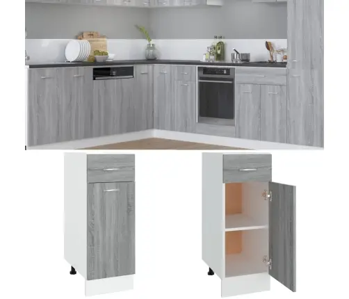 Sahtlitega Alumine Kapp "Lyon", Hall, Sonoma, 30 X 46 X 81,5 cm Töödeldud Puit