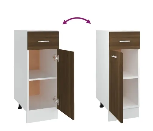 Sahtlitega Alumine Kapp "Lyon", Pruun Tamm, 30 X 46 X 81,5 cm Töödeldud Puit