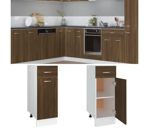 Sahtlitega Alumine Kapp "Lyon", Pruun Tamm, 30 X 46 X 81,5 cm Töödeldud Puit