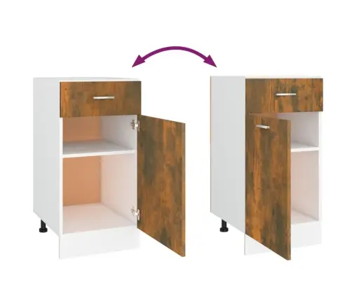 Sahtlitega Alumine Kapp "Lyon", Suitsutatud Tamm, 40 X 46 X 81,5 cm Töödeldud Puit