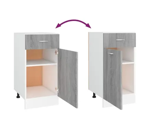 Sahtlitega Alumine Kapp "Lyon", Hall, Sonoma, 40 X 46 X 81,5 cm Töödeldud Puit