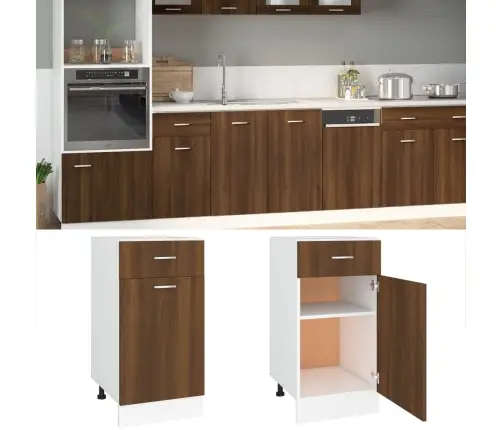 Sahtlitega Alumine Kapp "Lyon", Pruun Tamm 40 X 46 X 81,5 cm Töödeldud Puit