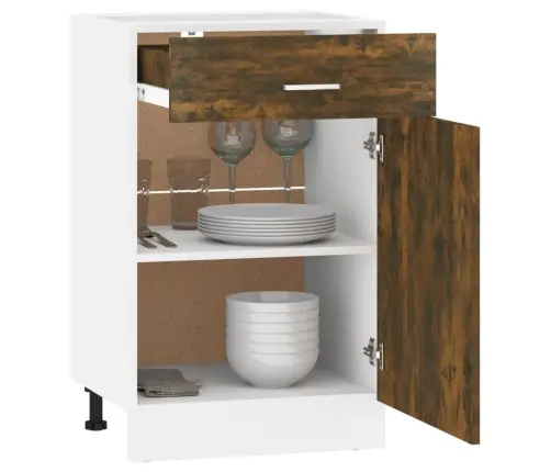 Sahtlitega Alumine Kapp "Lyon", Suitsutatud Tamm, 50 X 46 X 81,5 cm Töödeldud Puit