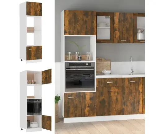 Mikrolaineahjukapp "Lyon", Suitsutatud Tamm, 60 X 57 X 207 cm Töödeldud Puit