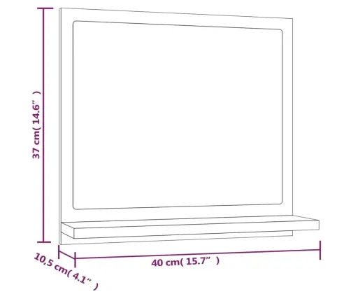Vannitoapeegel, Hall Sonoma Tamm, 40 X 10,5 X 37 cm Tehispuit