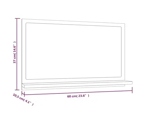 Vonios Veidrodis, Rudas Ąžuolo, 60X10,5X37cm Mediena