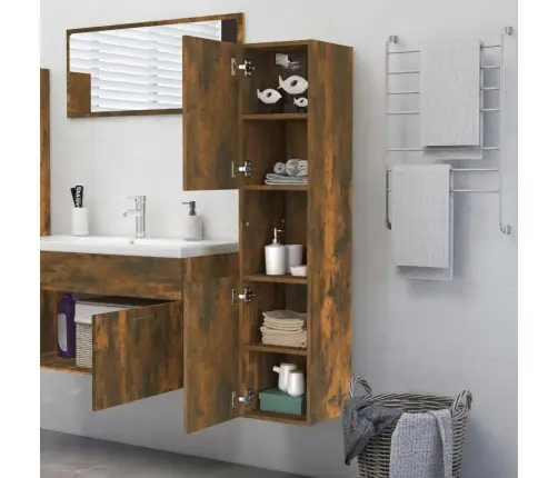 Vannitoakapp, Suitsutatud Tamm, 30 X 30 X 130 cm Tehispuit