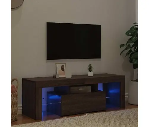 Tv Skapītis Ar Led Lampiņām, Ozolkoka Krāsa, 120X35X40 Cm Vidaxl