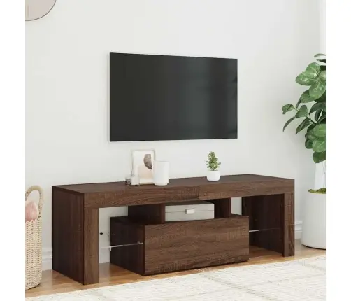 Tv Skapītis Ar Led Lampiņām, Ozolkoka Krāsa, 120X35X40 Cm Vidaxl
