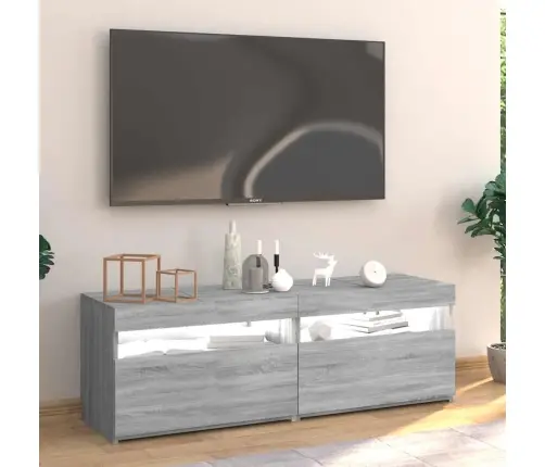 Televizoriaus Spintelė Su Led, Pilka Ąžuolo, 120X35X40Cm
