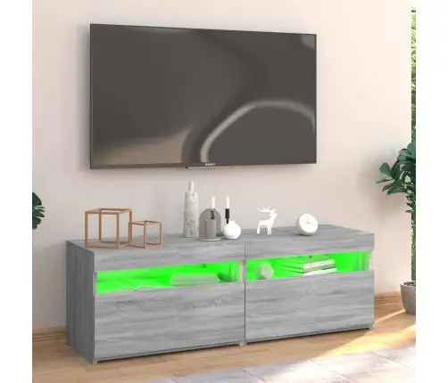 Televizoriaus Spintelė Su Led, Pilka Ąžuolo, 120X35X40Cm