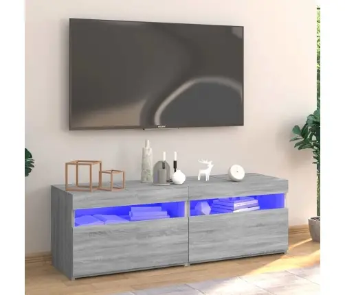 Televizoriaus Spintelė Su Led, Pilka Ąžuolo, 120X35X40Cm