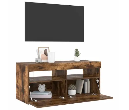 Tv Skapītis Ar Led Apgaismojumu, Ozolkoka Krāsa, 90X35X40 Cm Vidaxl