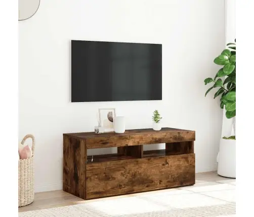 Tv Skapītis Ar Led Apgaismojumu, Ozolkoka Krāsa, 90X35X40 Cm Vidaxl