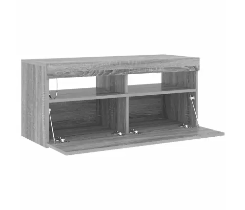 Tv Skapītis Ar Led Lampiņām, Pelēka Ozolkoka Krāsa, 90X35X40 Cm Vidaxl