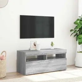 Tv Skapītis Ar Led Lampiņām, Pelēka Ozolkoka Krāsa, 90X35X40 Cm Vidaxl