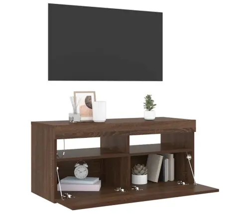 Tv Skapītis Ar Led Apgaismojumu, Ozolkoka Krāsa, 90X35X40 Cm Vidaxl