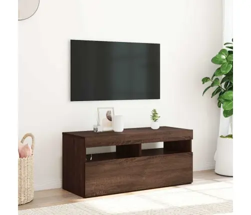 Tv Skapītis Ar Led Apgaismojumu, Ozolkoka Krāsa, 90X35X40 Cm Vidaxl