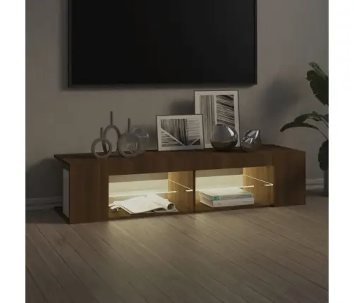 Tv Galdiņš Ar Led Lampiņām, Ozolkoka Krāsa, 135X39X30 Cm Vidaxl