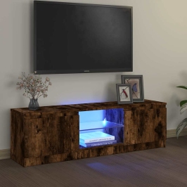 Tv Skapītis Ar Led Gaismiņām, Ozolkoka Krāsa, 120X30X36 Cm Vidaxl