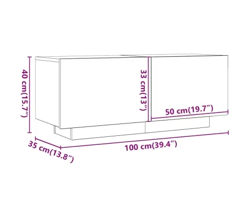 Tv Skapītis, Pelēka Ozolkoka, 100X35X40 Cm, Inženierijas Koks Vidaxl