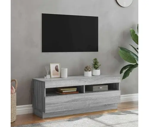 Televizoriaus Spintelė Su Led, Pilka Ąžuolo, 100X35X40Cm