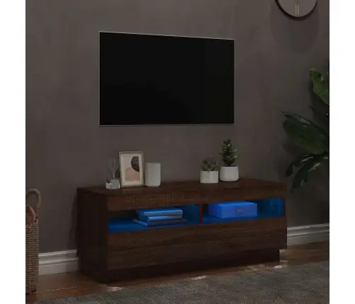 Tv Skapītis Ar Led Lampiņām, Ozolkoka Krāsa, 100X35X40 Cm Vidaxl