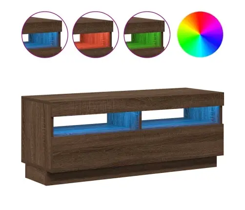 Tv Skapītis Ar Led Lampiņām, Ozolkoka Krāsa, 100X35X40 Cm Vidaxl