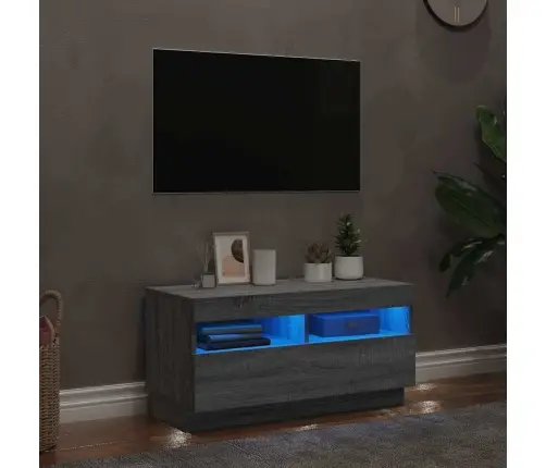 Tv Skapītis Ar Led Lampiņām, Pelēka Ozolkoka Krāsa, 80X35X40 Cm Vidaxl