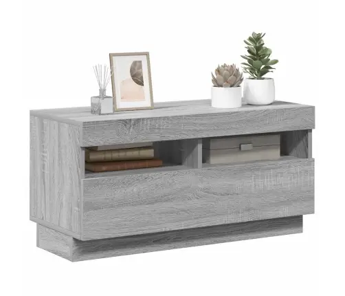 Tv Skapītis Ar Led Lampiņām, Pelēka Ozolkoka Krāsa, 80X35X40 Cm Vidaxl