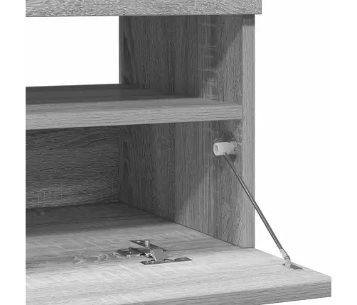 Tv Skapītis Ar Led Lampiņām, Pelēka Ozolkoka Krāsa, 80X35X40 Cm Vidaxl