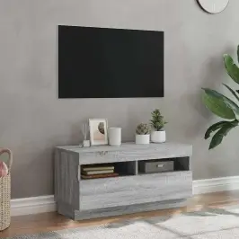 Tv Skapītis Ar Led Lampiņām, Pelēka Ozolkoka Krāsa, 80X35X40 Cm Vidaxl