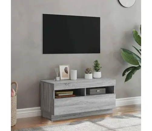 Tv Skapītis Ar Led Lampiņām, Pelēka Ozolkoka Krāsa, 80X35X40 Cm Vidaxl