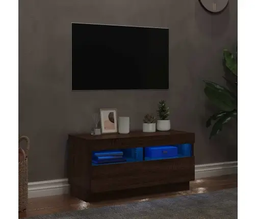 Tv Skapītis Ar Led Lampiņām, Ozolkoka Krāsa, 80X35X40 Cm Vidaxl