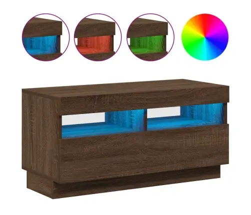 Tv Skapītis Ar Led Lampiņām, Ozolkoka Krāsa, 80X35X40 Cm Vidaxl