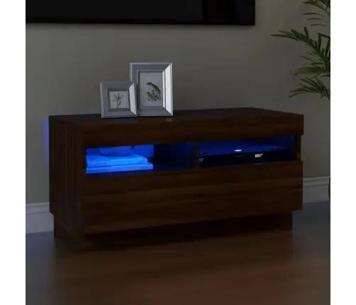 Tv Skapītis Ar Led Lampiņām, Ozolkoka Krāsa, 80X35X40 Cm Vidaxl