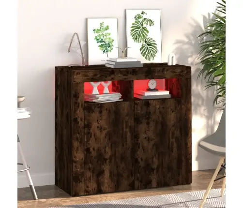 Kumode Ar Led Lampiņām, Ozolkoka Krāsa, 80X35X75 Cm Vidaxl