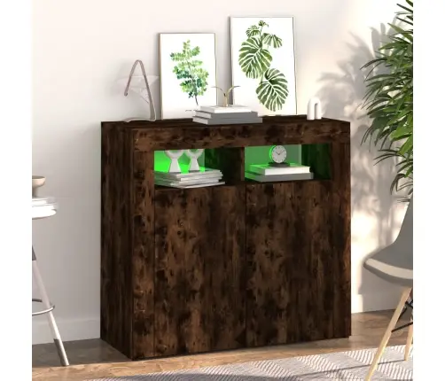 Kumode Ar Led Lampiņām, Ozolkoka Krāsa, 80X35X75 Cm Vidaxl