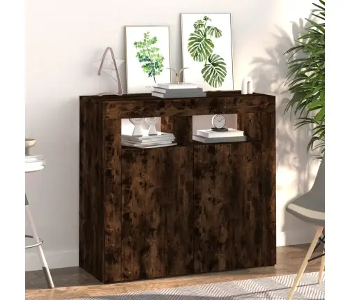 Kumode Ar Led Lampiņām, Ozolkoka Krāsa, 80X35X75 Cm Vidaxl