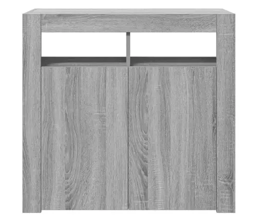 Kumode Ar Led Lampiņām, Pelēka Ozolkoka Krāsa, 80X35X75 Cm Vidaxl