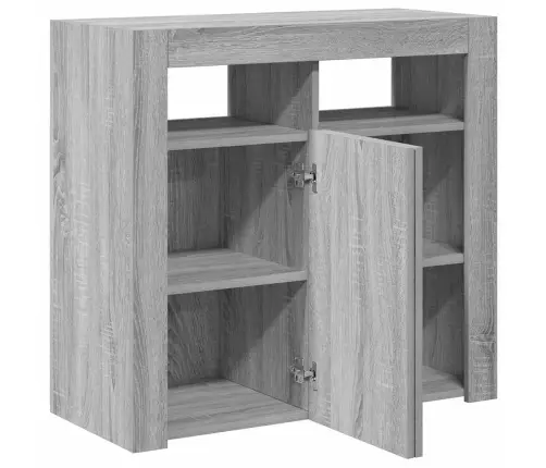 Kumode Ar Led Lampiņām, Pelēka Ozolkoka Krāsa, 80X35X75 Cm Vidaxl