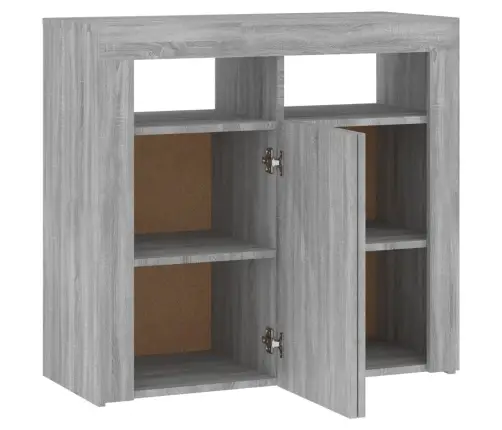 Kumode Ar Led Lampiņām, Pelēka Ozolkoka Krāsa, 80X35X75 Cm Vidaxl