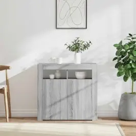 Kumode Ar Led Lampiņām, Pelēka Ozolkoka Krāsa, 80X35X75 Cm Vidaxl