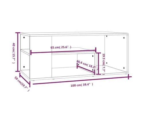 Kafijas Galdiņš, Pelēcīga Ozola, 100X50X40Cm, Inženierijas Koks Vidaxl