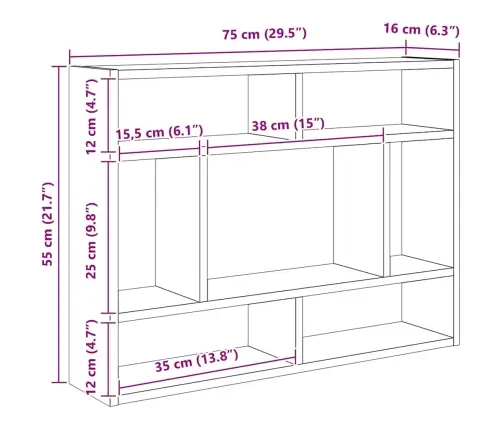 Seinariiul, Suitsutatud Tamm, 75 X 16 X 55 cm Tehispuit